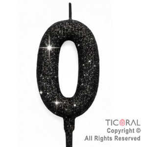 VELA NUMERAL CHICO 5.5 CM CON GIBRE NEGRO NUMERO 0 x 1